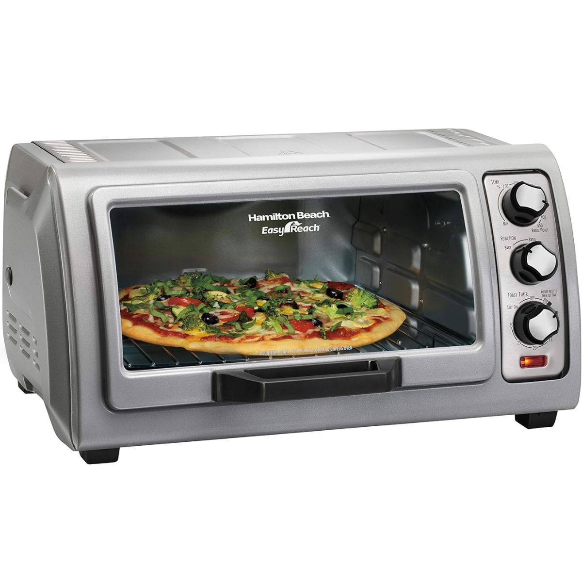 Hamilton Beach 31127 Horno Tostador de 6 Rebanadas, Puerta Deslizable, Plata