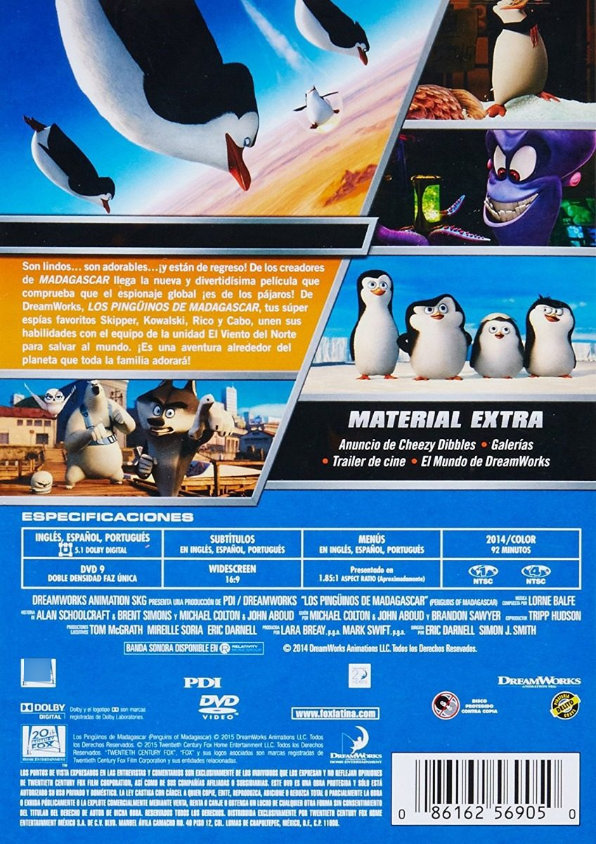 Los Pinguinos De Madagascar Dreamworks Pelicula Dvd