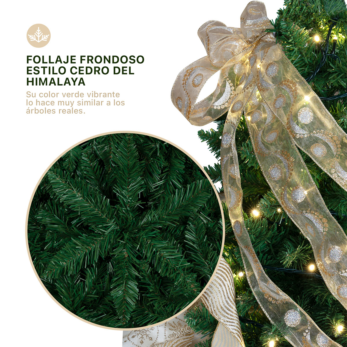 Árbol de Navidad Pino Navideño de 2.2m 1380 Ramas - Verde para ESQUIMAL.
