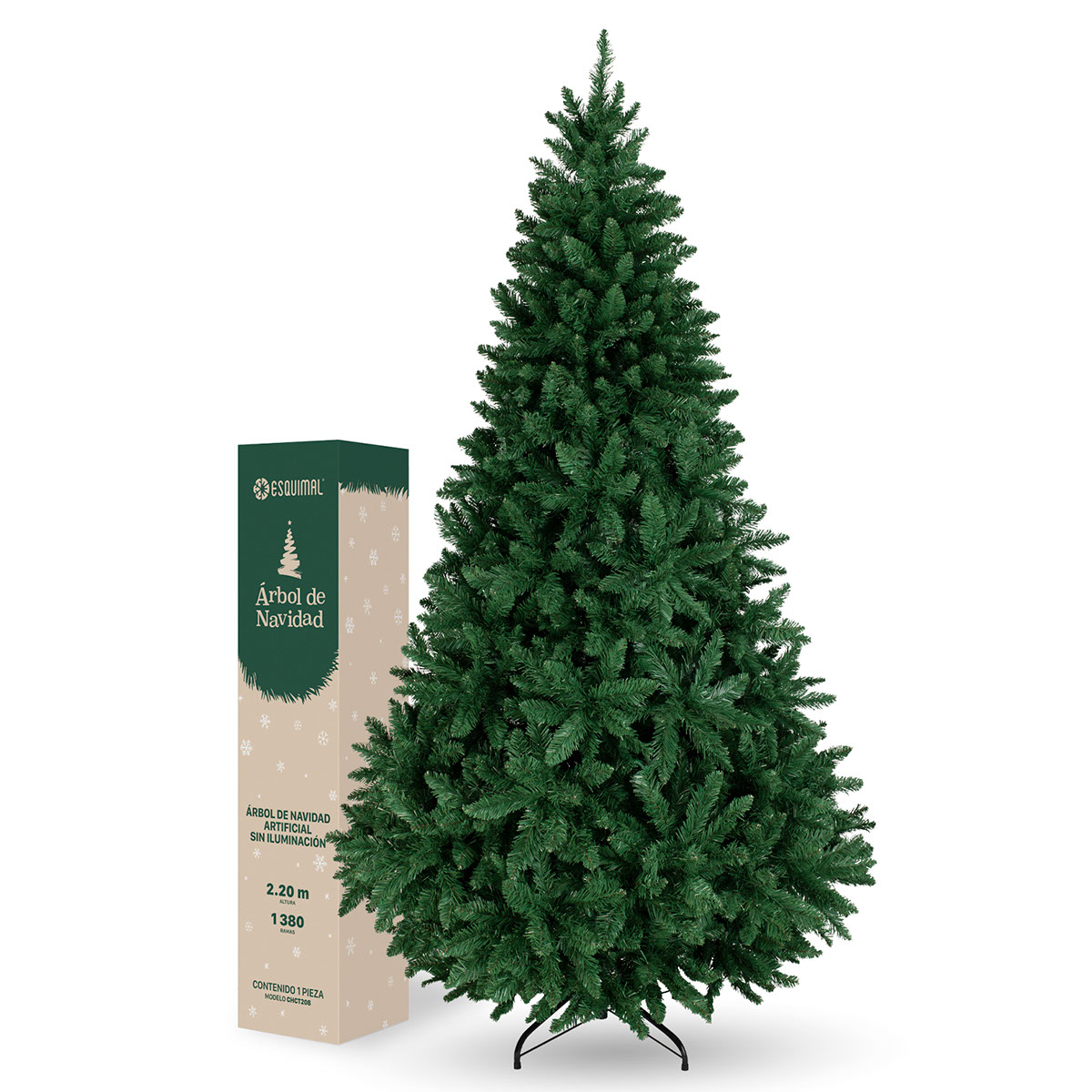 Árbol de Navidad Pino Navideño de 2.2m 1380 Ramas - Verde para ESQUIMAL.
