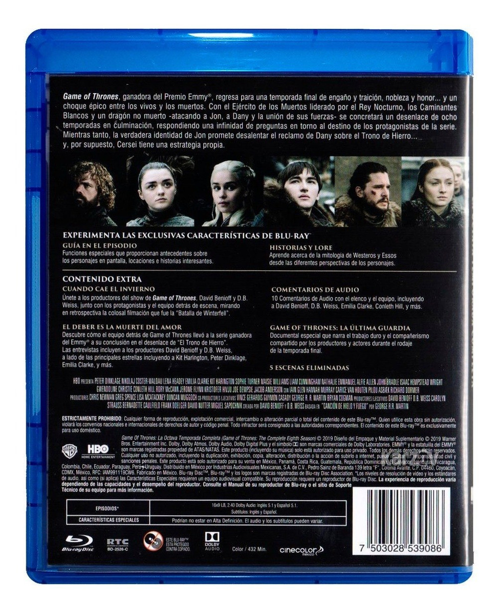 Game Of Thrones Octava Temporada 8 Ocho Blu-ray