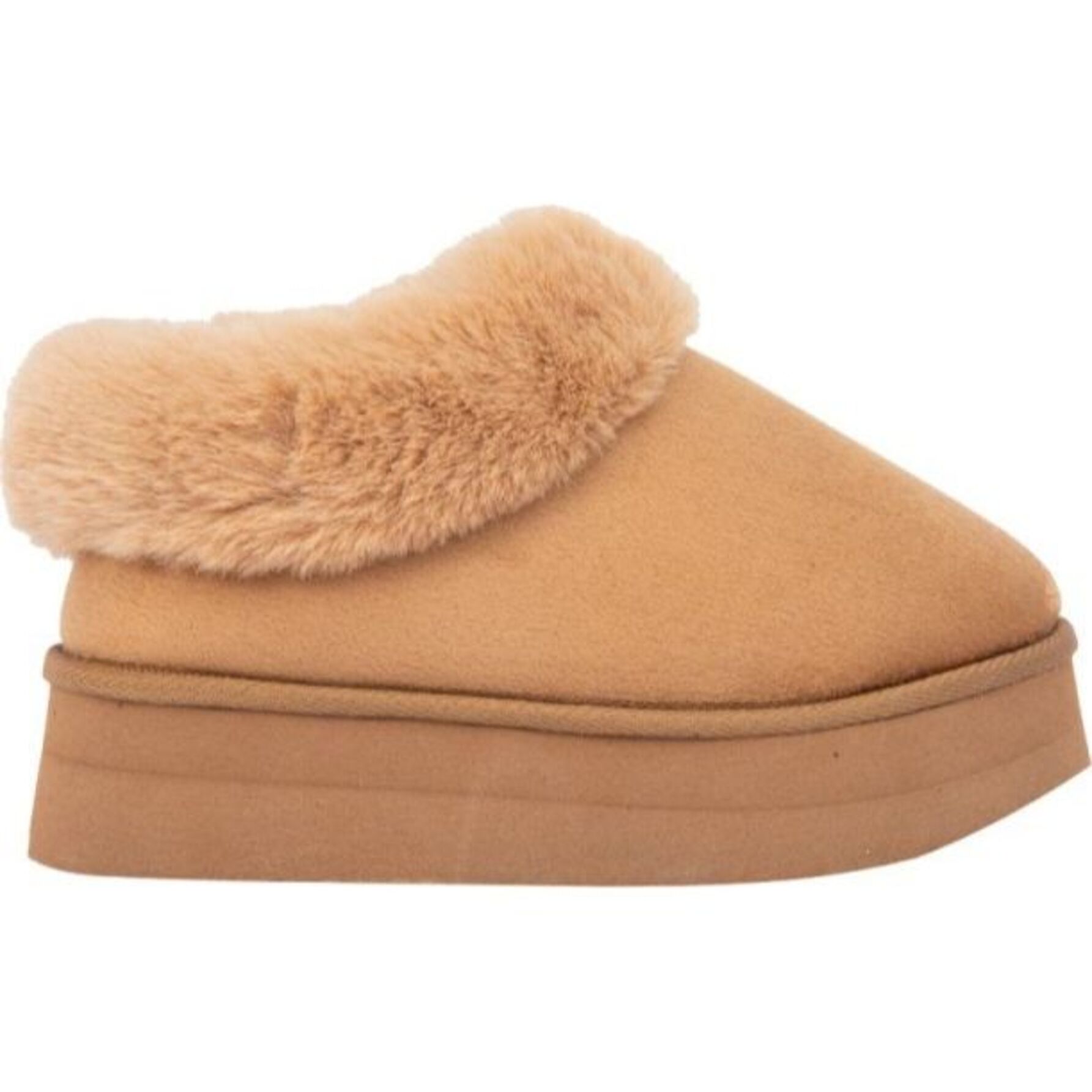 Bota para mujer, estilo invernal, con peluche y plataforma, color camel, marca PBPS 1141382