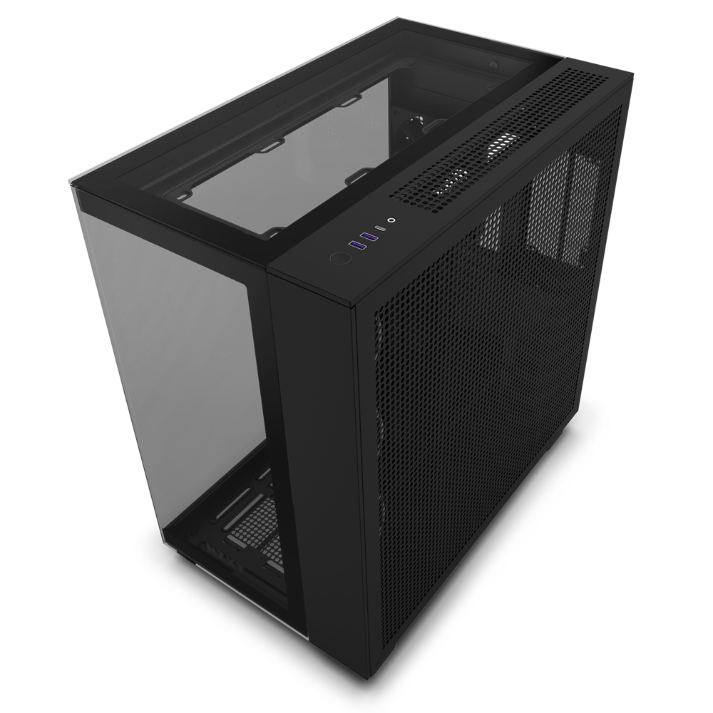 Gabinete NZXT H9 Elite con Ventana RGB Midi-Tower Mini-ITX Micro-ATX USB 3.2 sin Fuente Negro.