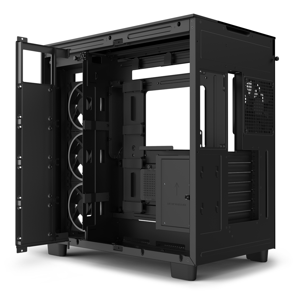 Gabinete NZXT H9 Elite con Ventana RGB Midi-Tower Mini-ITX Micro-ATX USB 3.2 sin Fuente Negro.