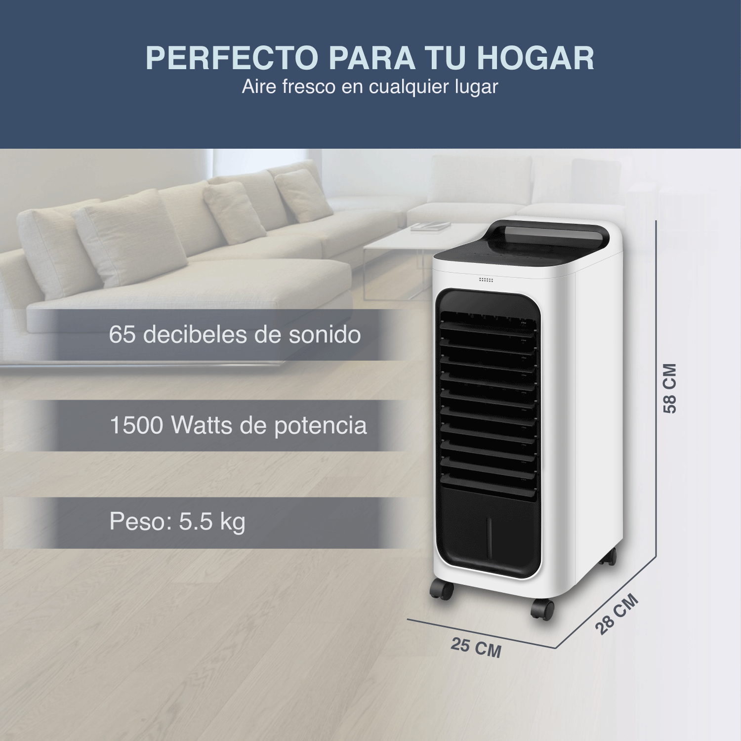 Ventilador Enfriador y Calefactor 4 en 1 Blanco 33 cm x 30.5 cm x 67.5 cm