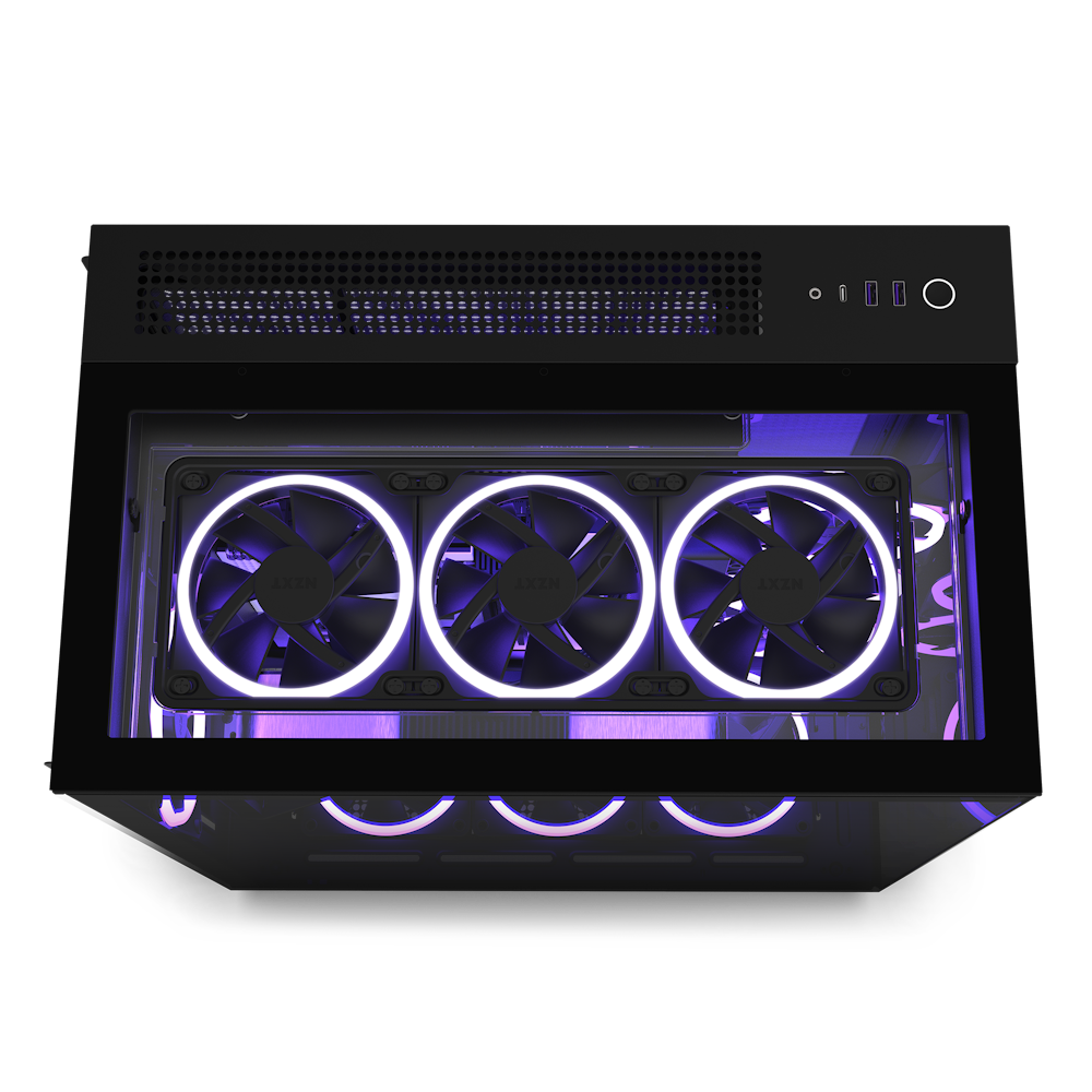 Gabinete NZXT H9 Elite con Ventana RGB Midi-Tower Mini-ITX Micro-ATX USB 3.2 sin Fuente Negro.