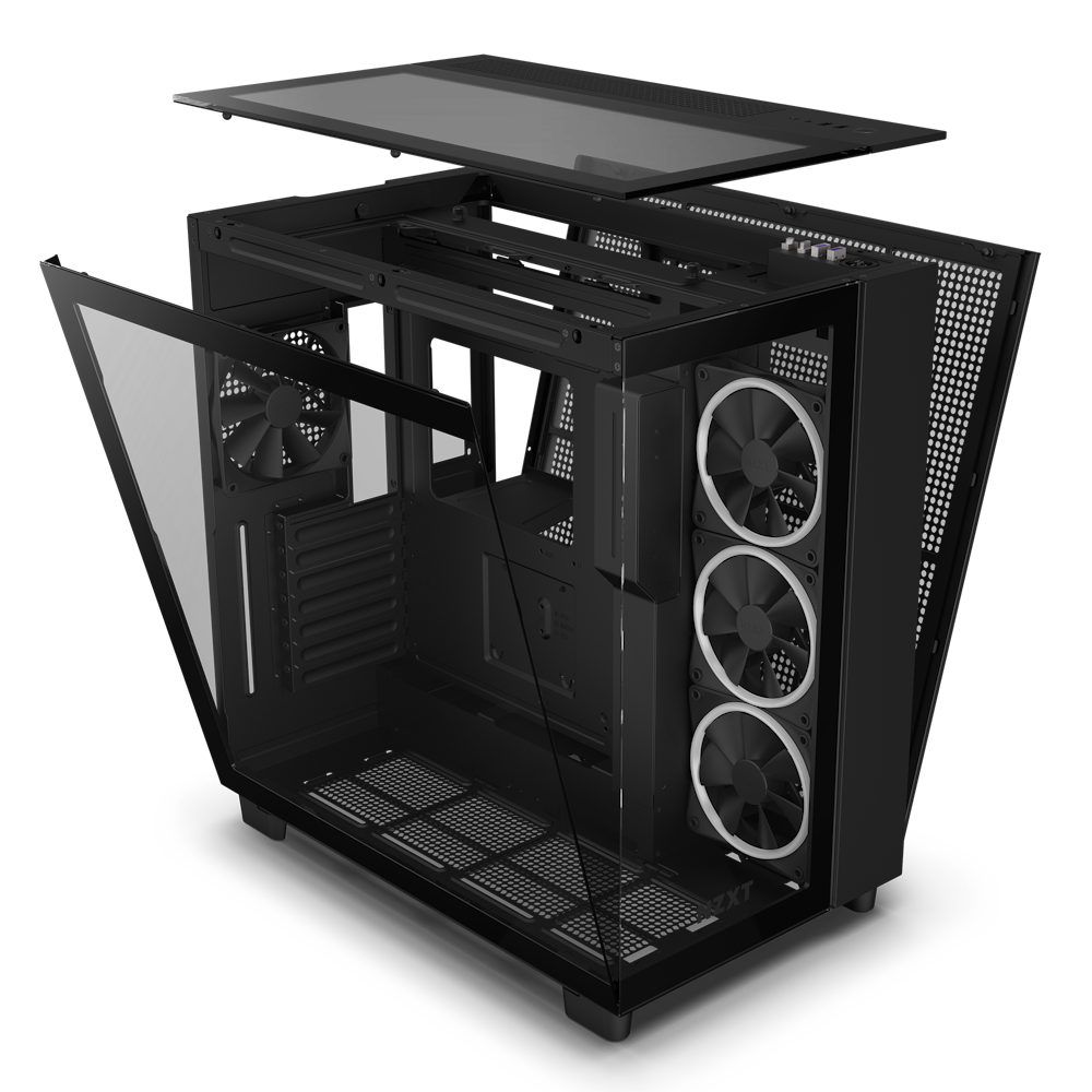 Gabinete NZXT H9 Elite con Ventana RGB Midi-Tower Mini-ITX Micro-ATX USB 3.2 sin Fuente Negro.