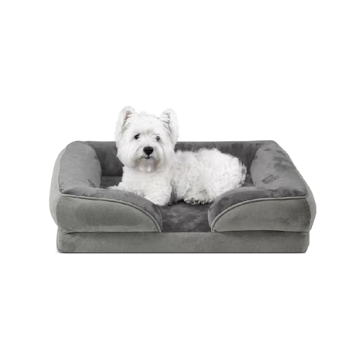 Cama Para Perro Mediana Color Gris Mascota Suave Resistente