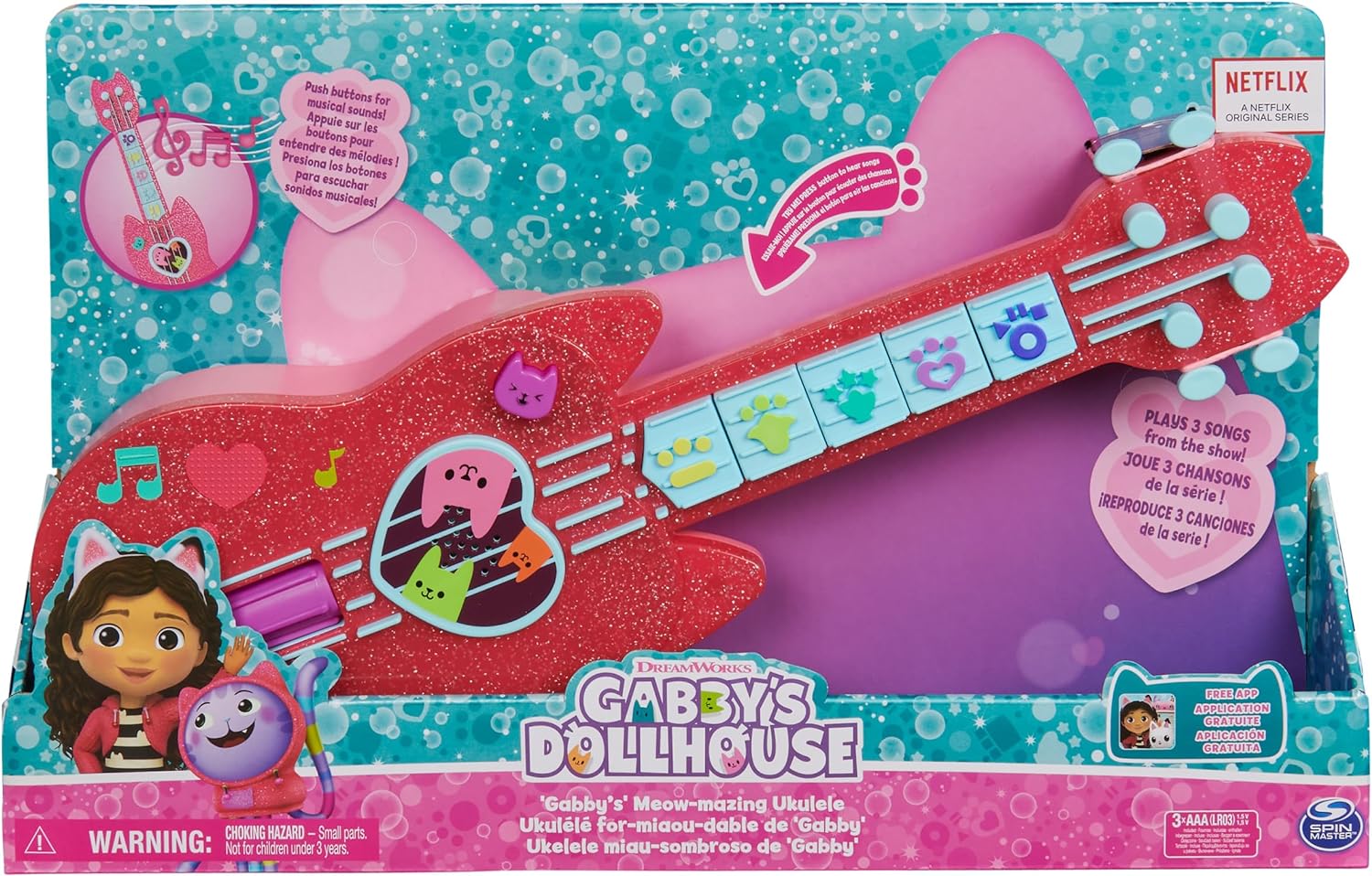 Gabbys Dollhouse Ukelele Miau-sombroso Con Sonidos Y Música