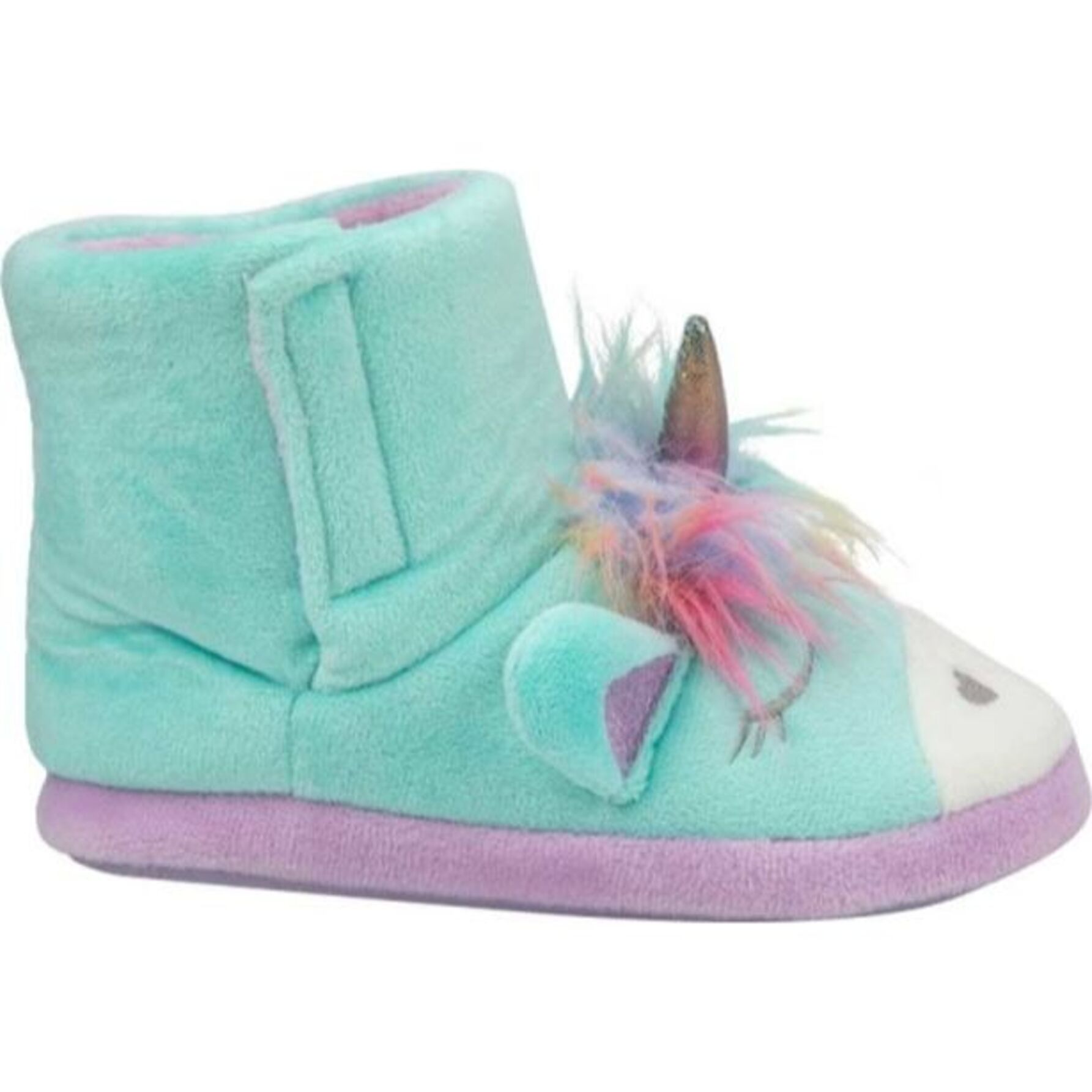 Pantufla para niña, tipo botín, con forma de unicornio, ajuste con contactel, color azul menta, marca Vivis Shoes Kids 995701