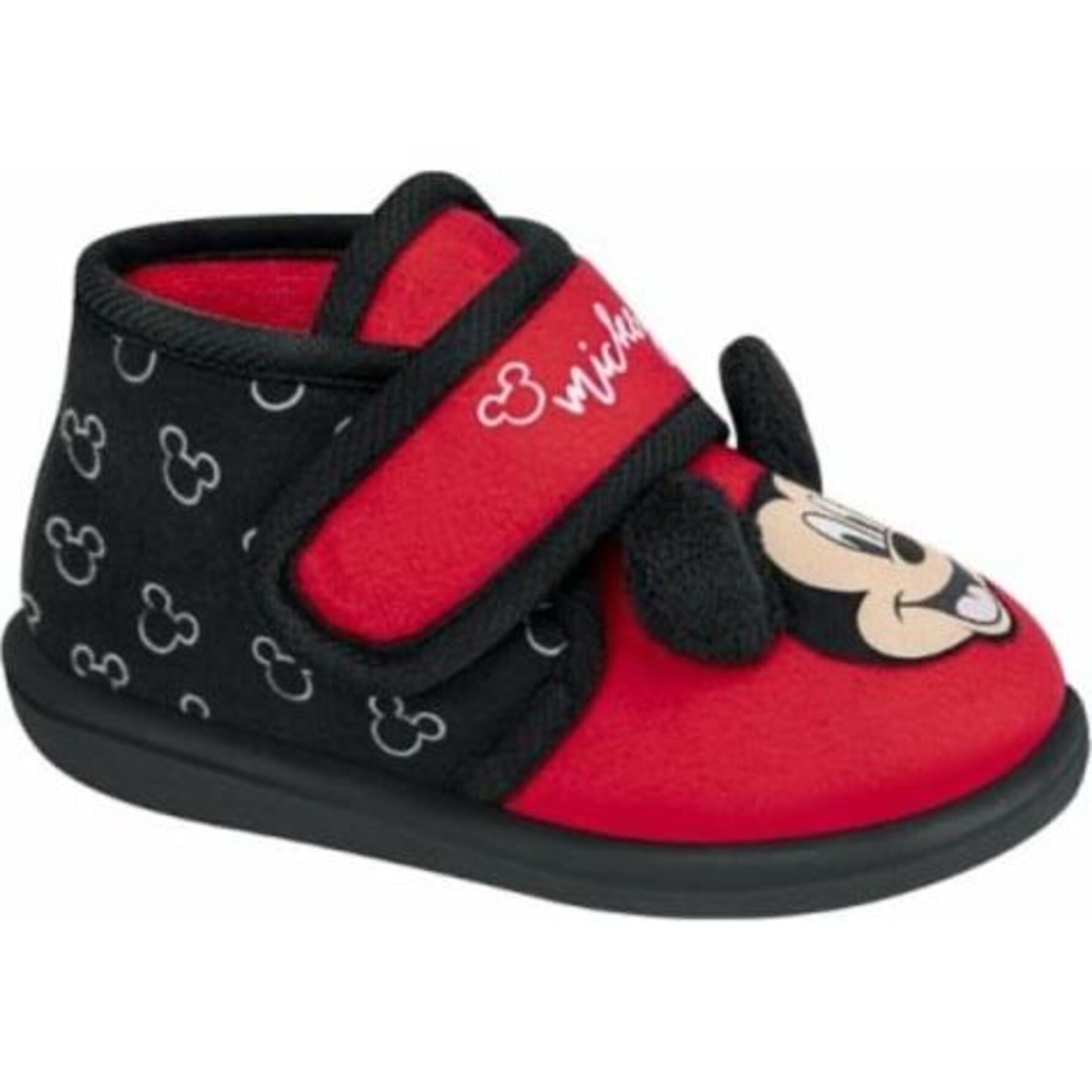 Pantuflas para bebé niño, de peluche, con contactel, con Mickey, color negro con rojo marca Mickey Moose 1105741