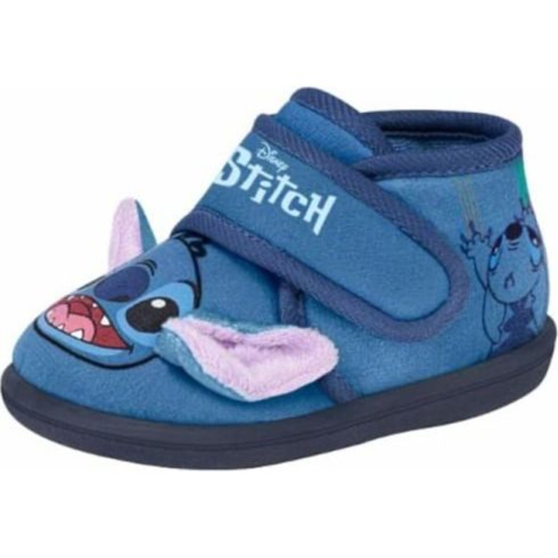 Pantuflas de niño bebé, tipo botín, con el rostro de Stich, ajuste con contctel, color azul, marca Dsney 1105743