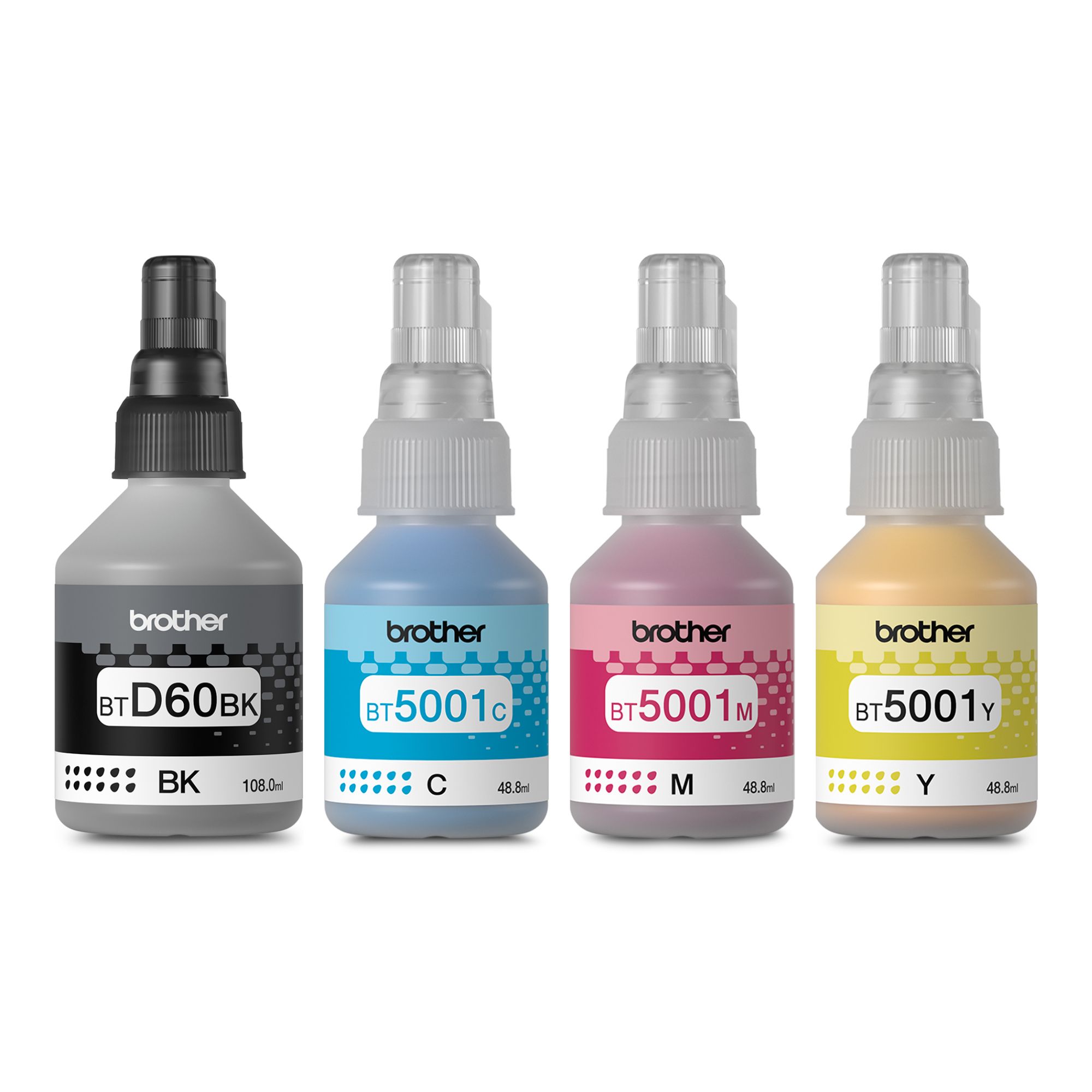 Kit de 4 Botellas de Tinta Brother BT5001 y BTD60BK