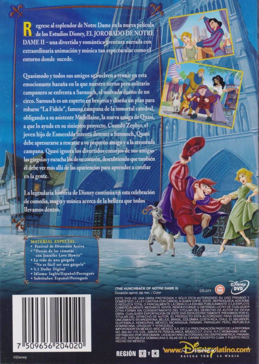 El Jorobado De Notre Dame 2 Dos Pelicula Dvd.