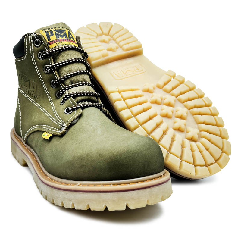 Bota Verde Muzgo Nobuck Caballero Hombre Pma Industriales de Trabajo Sin/casquillo