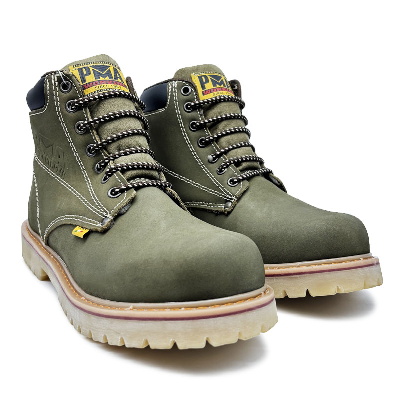 Bota Verde Muzgo Nobuck Caballero Hombre Pma Industriales de Trabajo Sin/casquillo