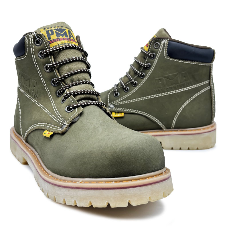 Bota Verde Muzgo Nobuck Caballero Hombre Pma Industriales de Trabajo Sin/casquillo