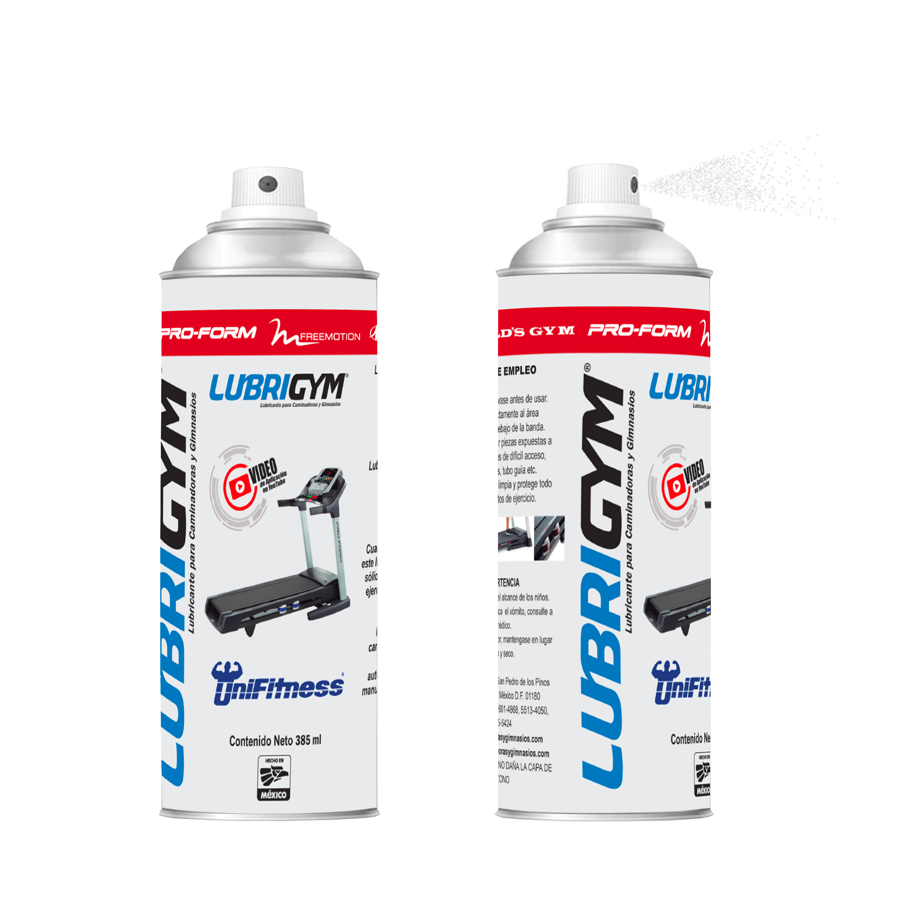 Lubricante en Aerosol para Caminadoras Unifitness Lubrigym 2 Pz