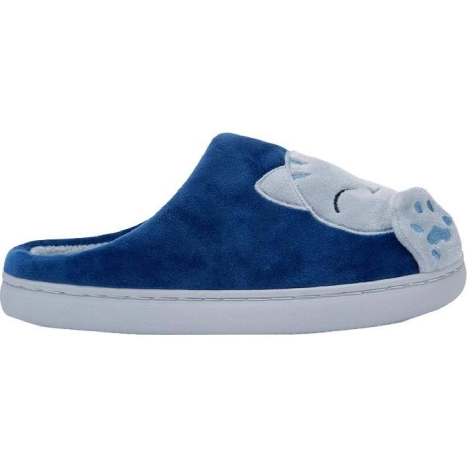 Pantufla para mujer, con figura de gato al frente, destalonada, color azul, marca Love to Lounge 1109563