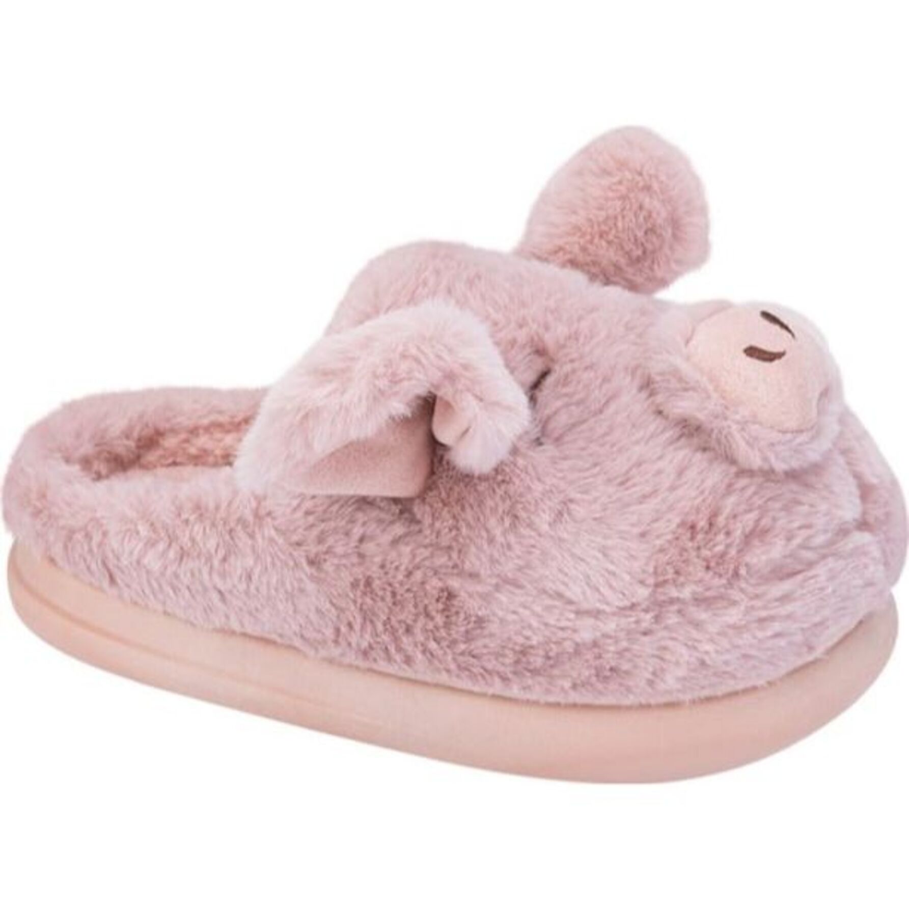 Pantufla para mujer, con forma de puerquito al frente, destalonada, color rosa, marca Love to Lounge 1109565