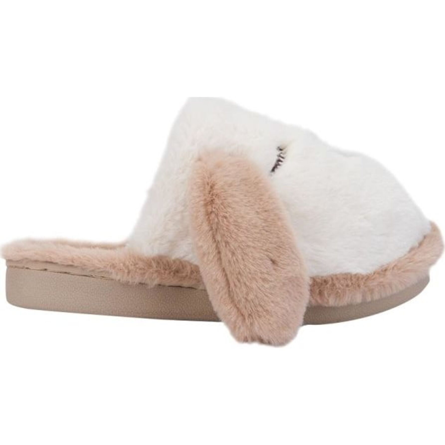 Pantufla para mujer, con forma de perro al frente, destalonada, color beige, marca Love to Lounge 1109566