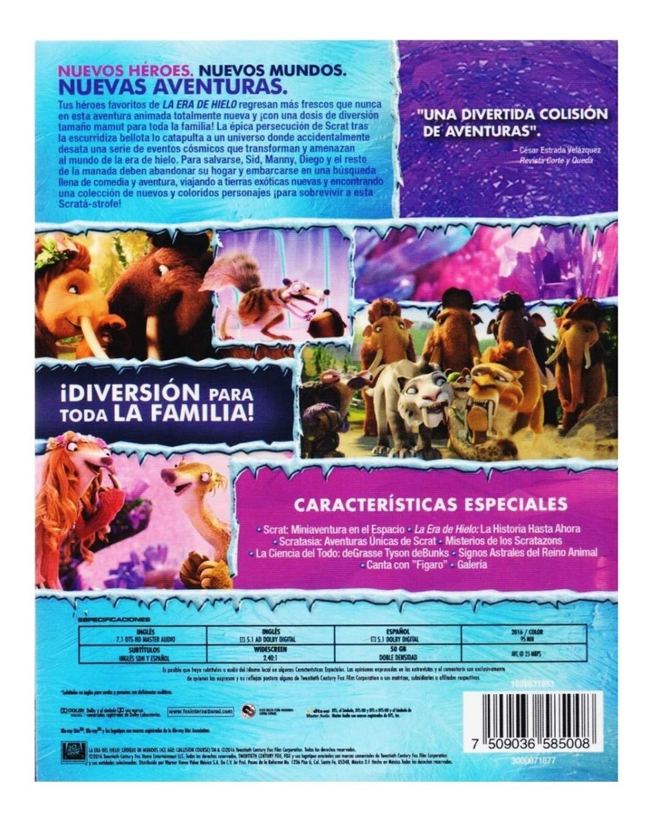 La Era De Hielo 5 Choque De Mundos Pelicula Blu-ray + Dvd.