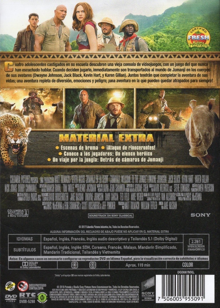 Jumanji En La Selva The Rock Pelicula Dvd