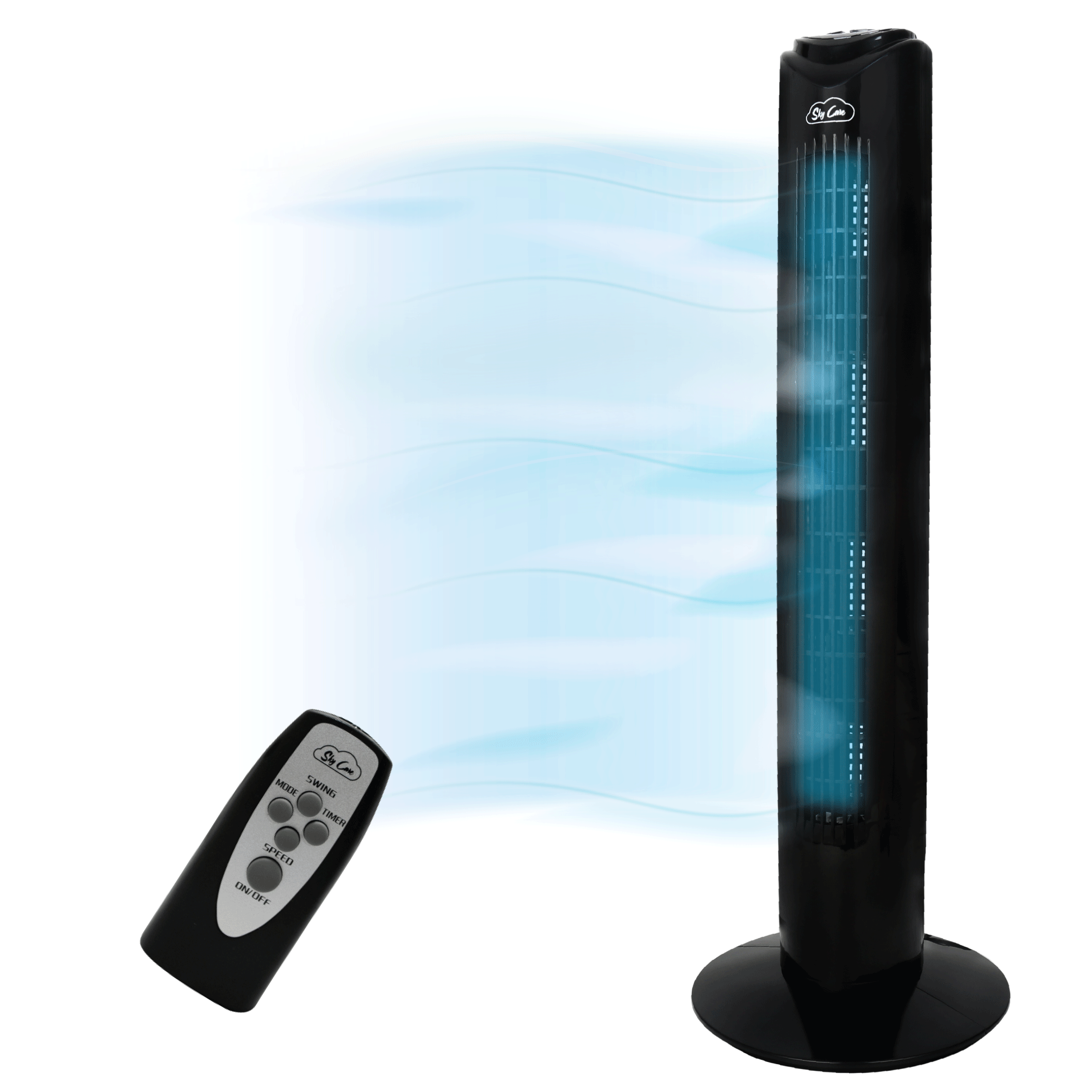 Ventilador Torre 83 CM Giratorio Control Remoto Negro