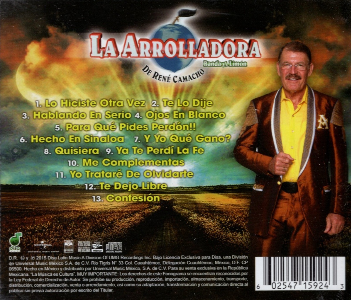 La Arrolladora Banda El Limón - Ojos En Blanco - Disco Cd.