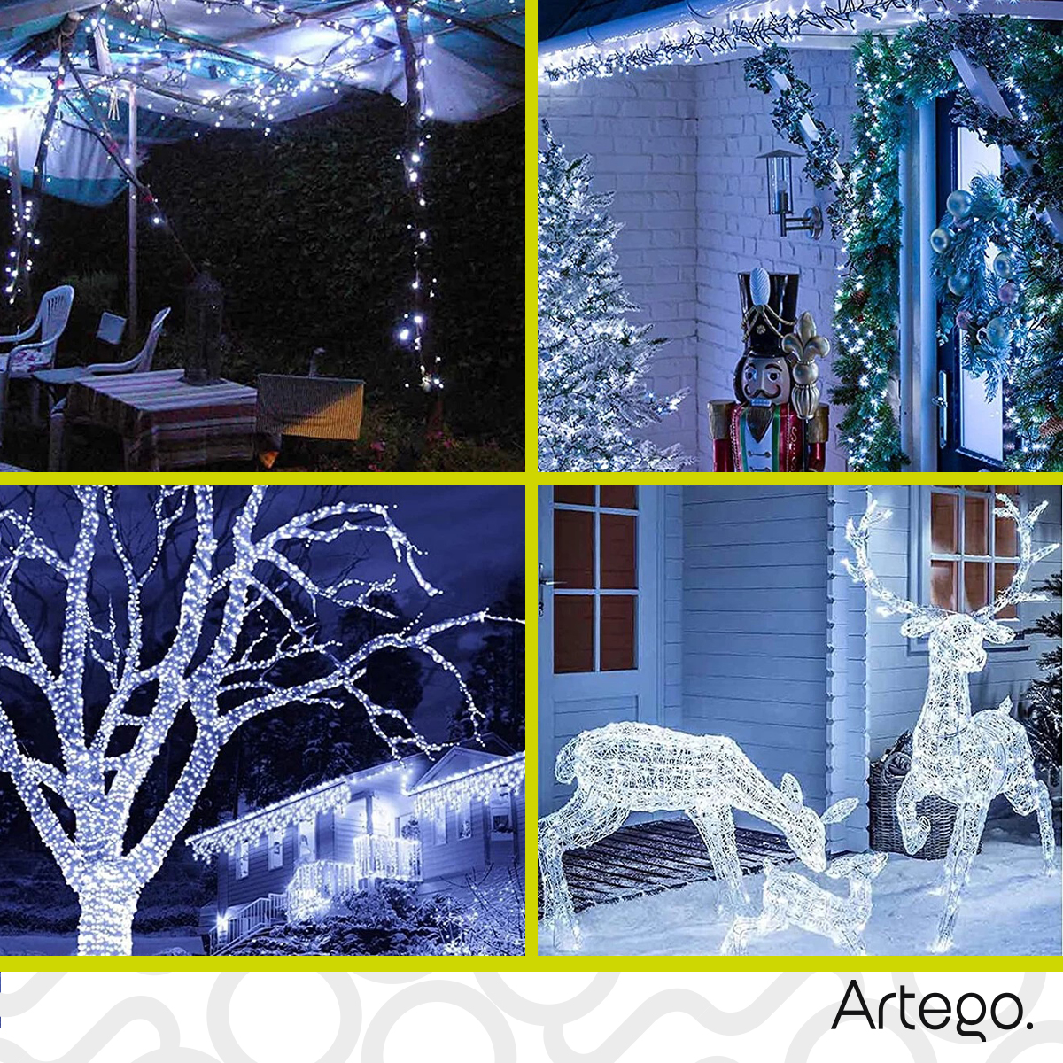 Luces serie de navidad 200 led interior exterior Decoración árbol de navidad eventos bodas LED christmas string lights con temporizador Artego Blanca.