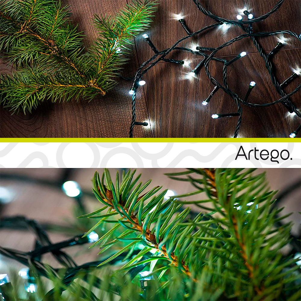 Luces serie de navidad 200 led interior exterior Decoración árbol de navidad eventos bodas LED christmas string lights con temporizador Artego Blanca