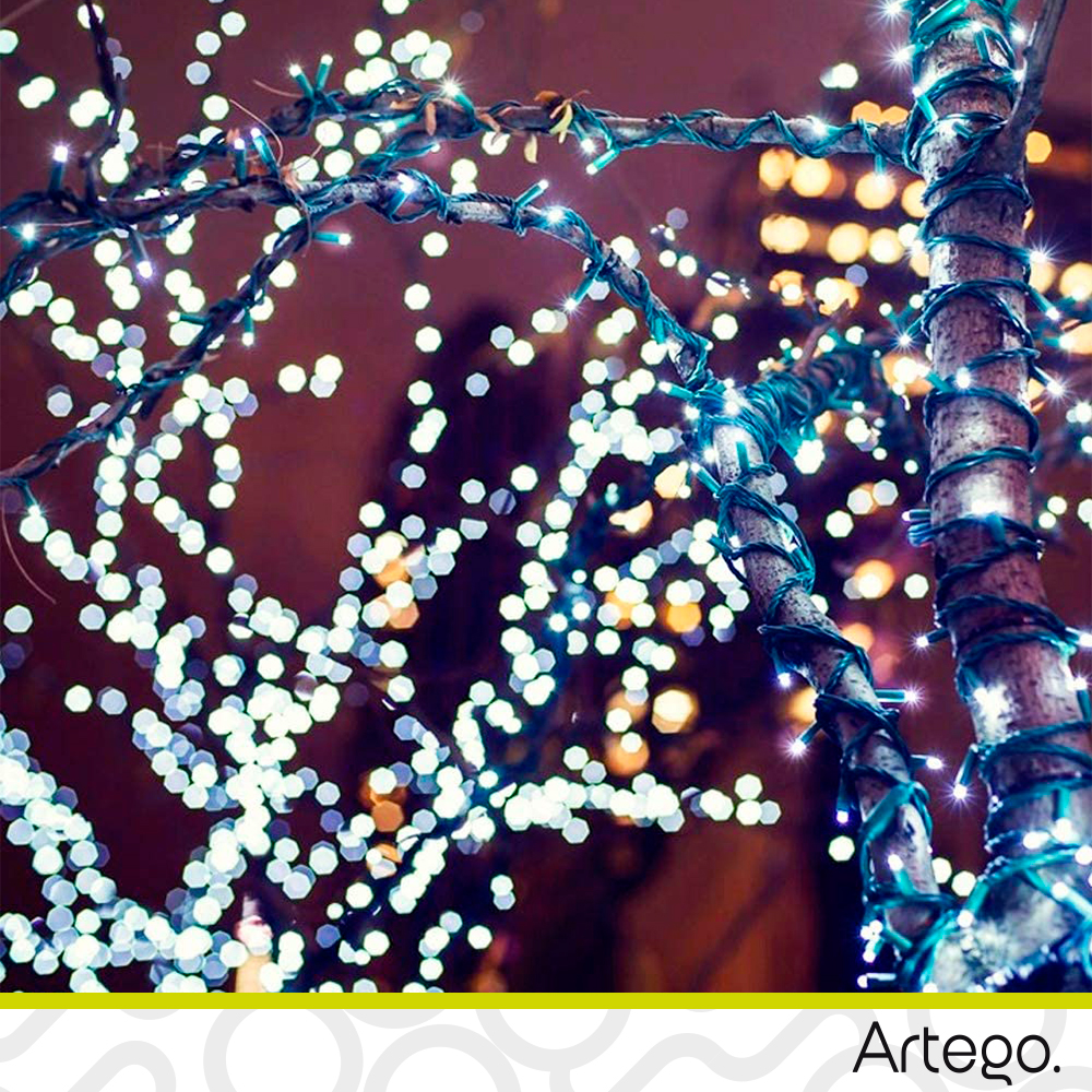 Luces serie de navidad 200 led interior exterior Decoración árbol de navidad eventos bodas LED christmas string lights con temporizador Artego Blanca
