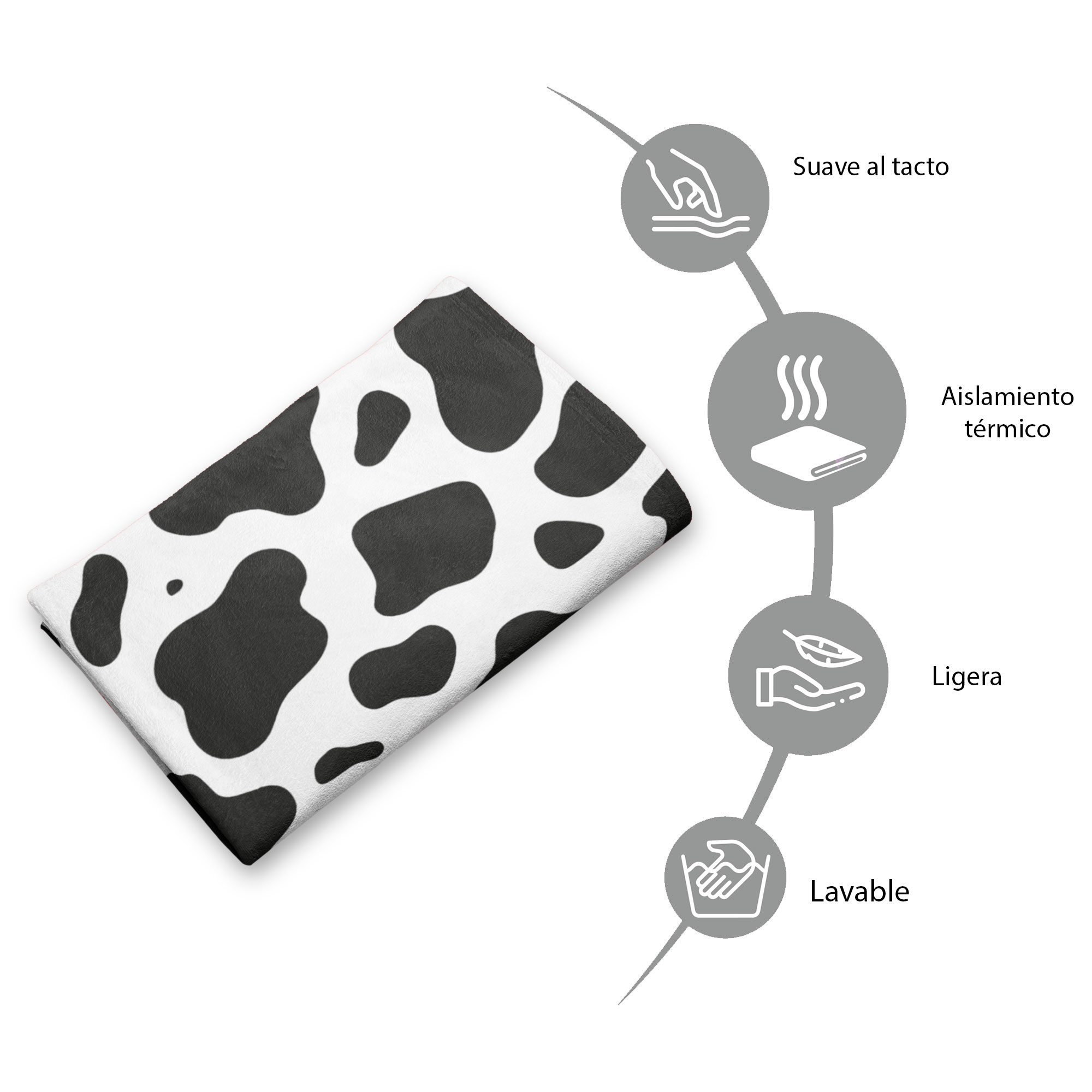 Cobija Manta Frazada Diseño de Vaca Ultra Suave y Ligera de Alta Calidad
