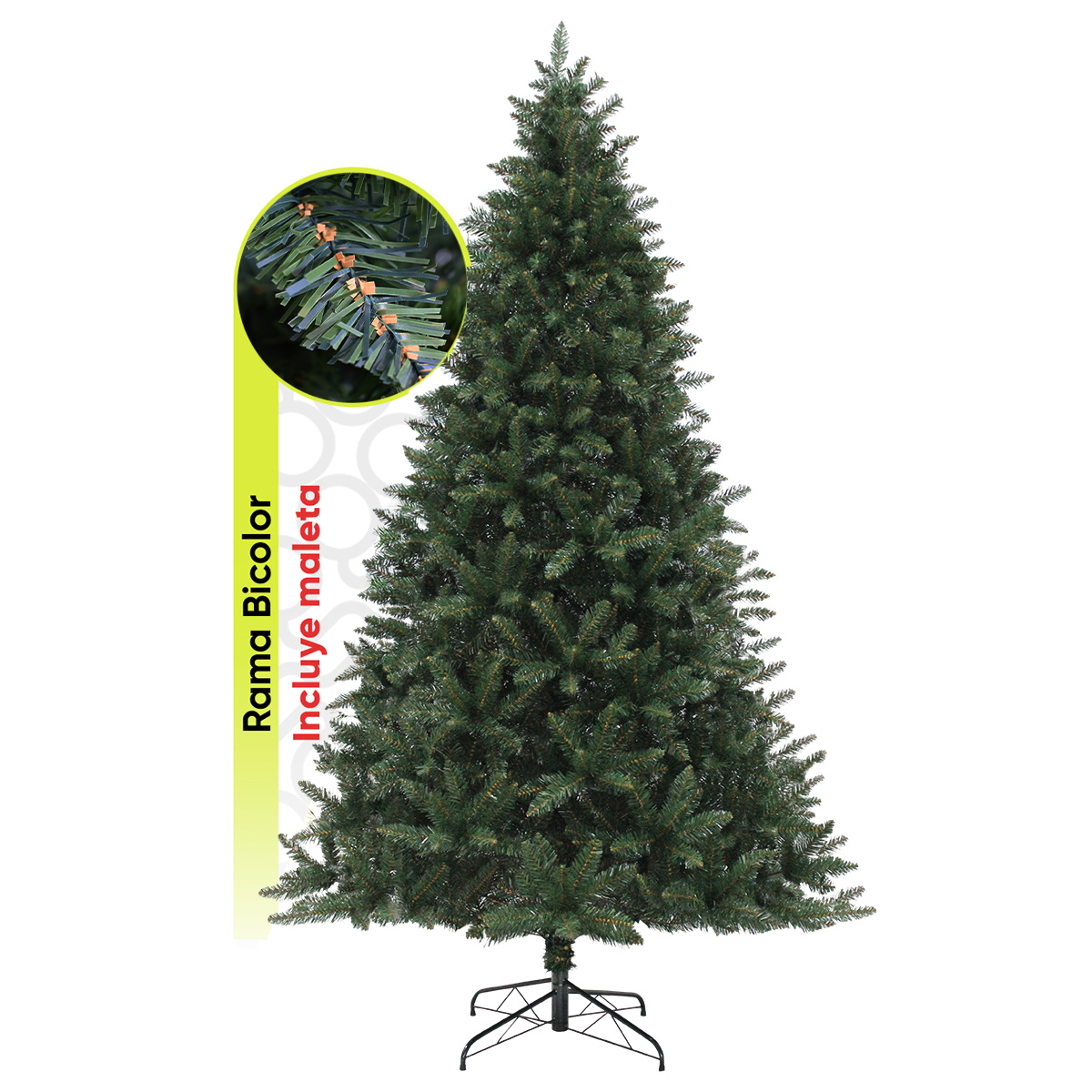 Árbol De Navidad Scoth Pine Frondoso Rama Bicolor Pino Navideño Christmas Tree 220 Cm con Maleta Transportadora Artego