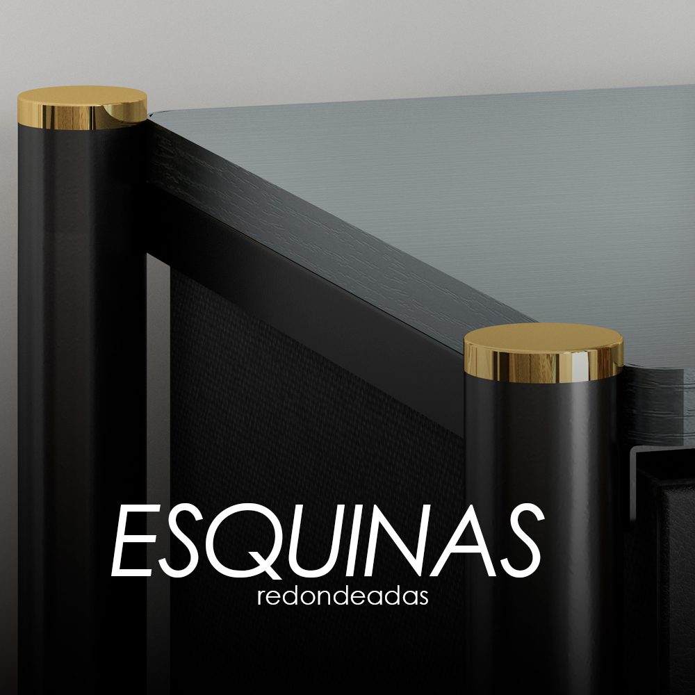 Buró Elegante Mesita De Noche Con 2 Cajones Negro