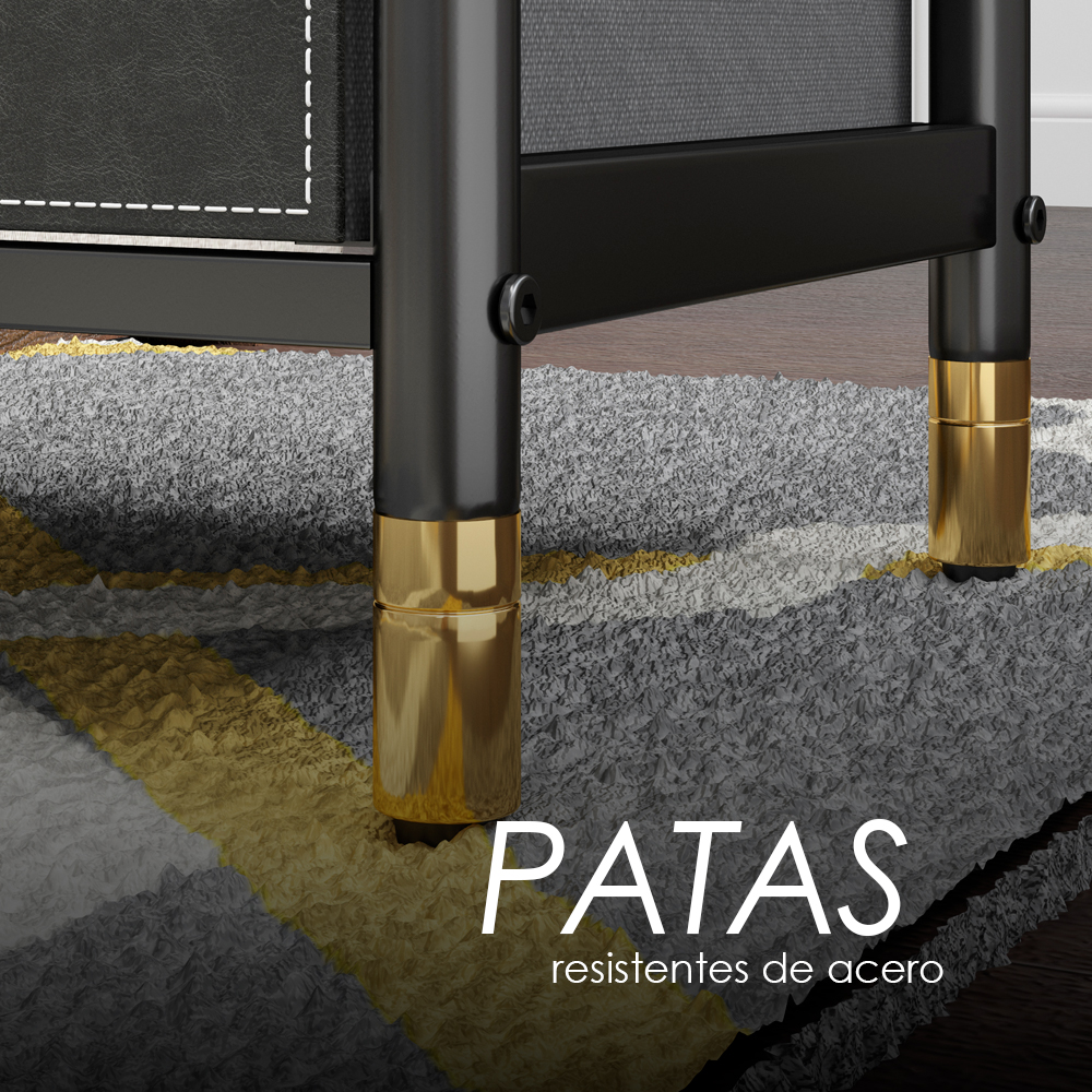 Buró Elegante Mesita De Noche Con 2 Cajones Negro