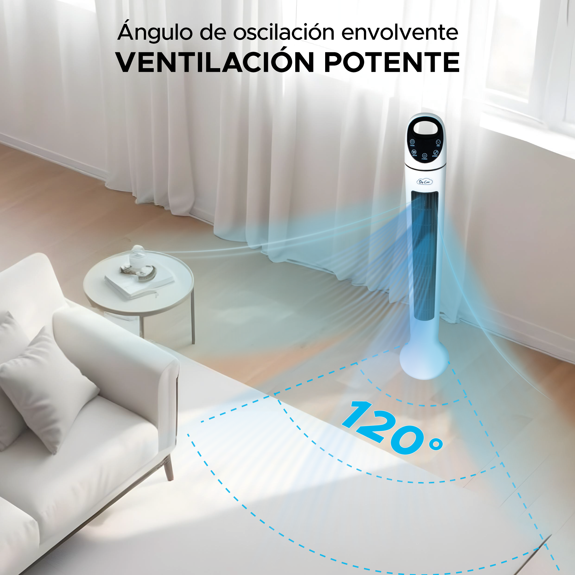 Abanico Ventilador Torre 99 Cm Aromaterapia Control Remoto 