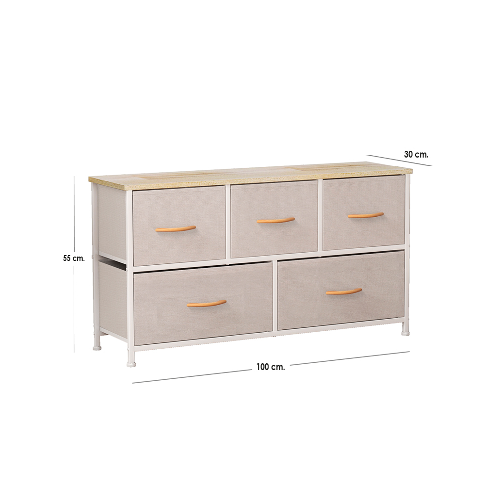 Cómoda Gabinete con 5 cajones Café Ilios Innova