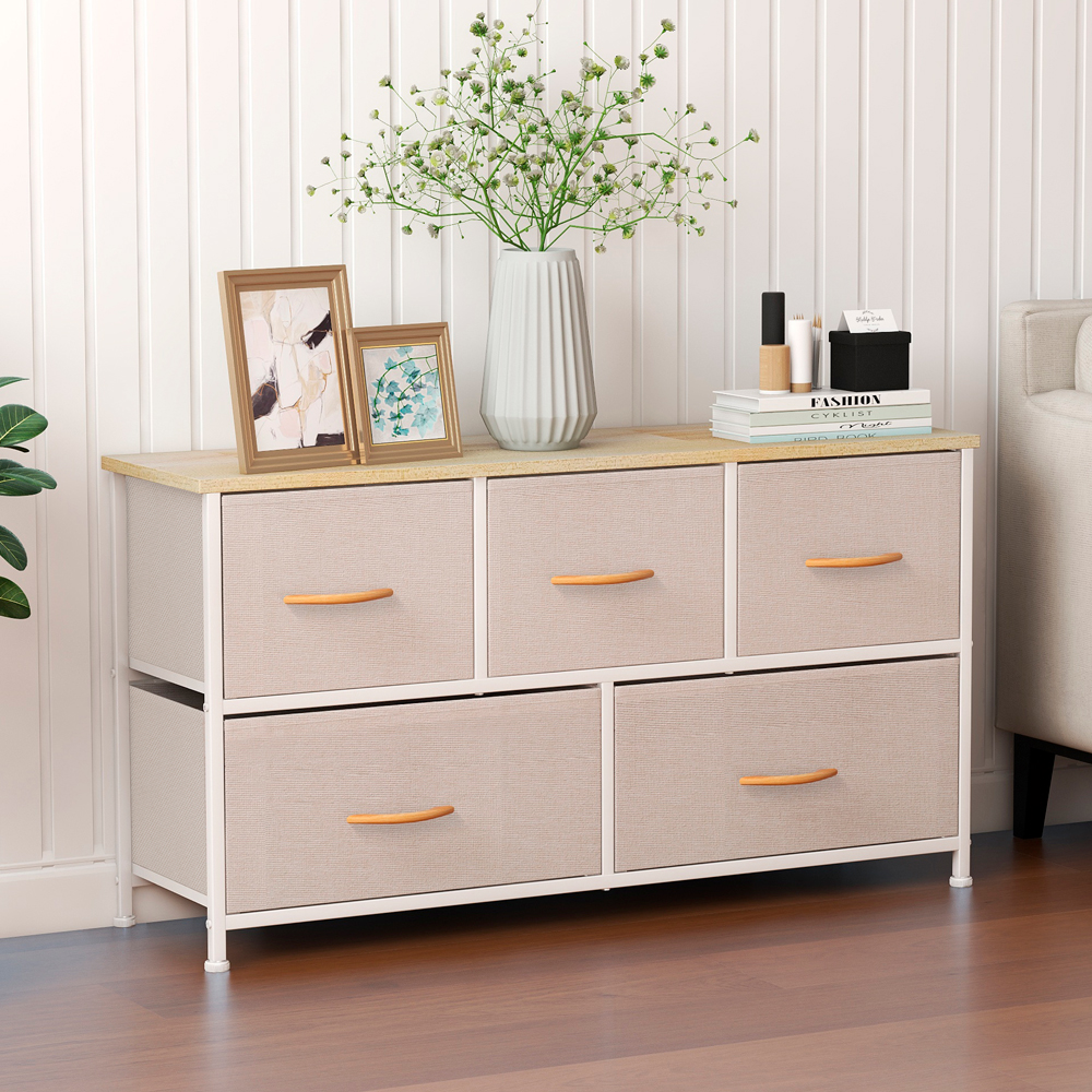 Cómoda Gabinete con 5 cajones Café Ilios Innova