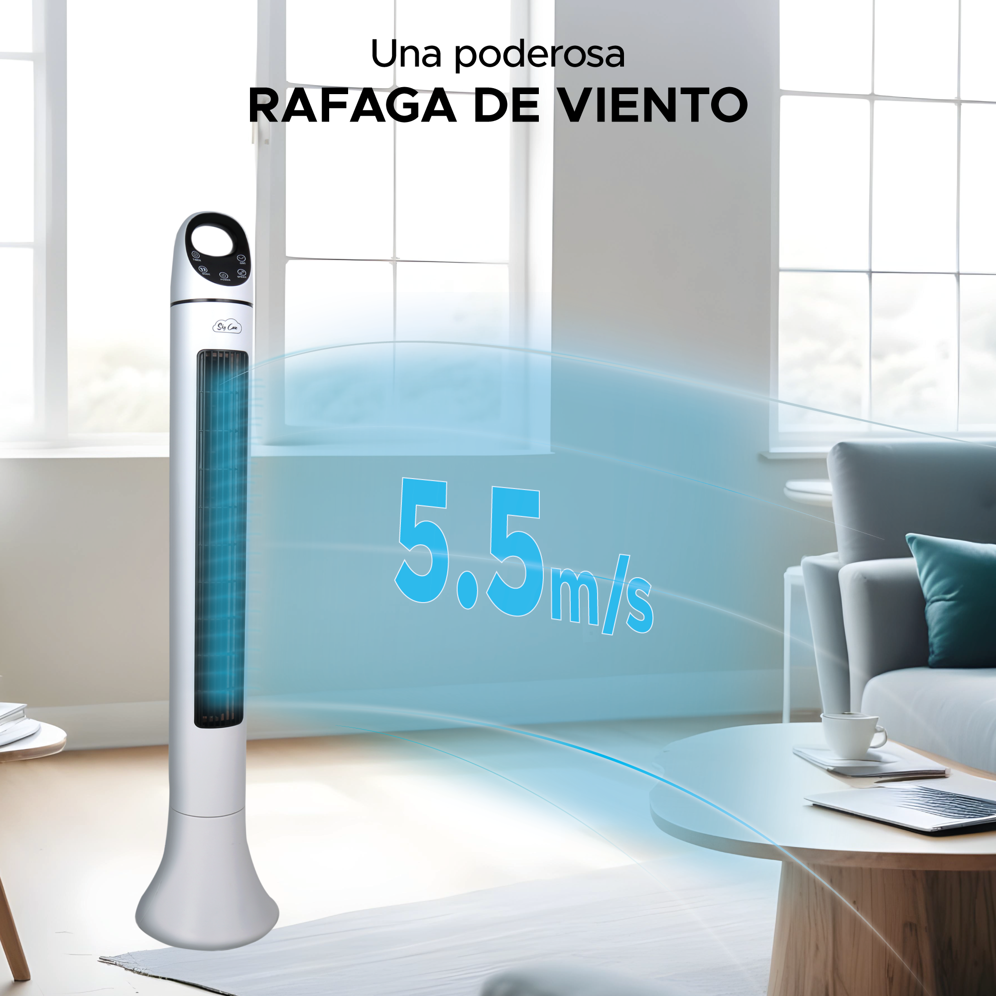 Abanico Ventilador Torre 99 Cm Aromaterapia Control Remoto 