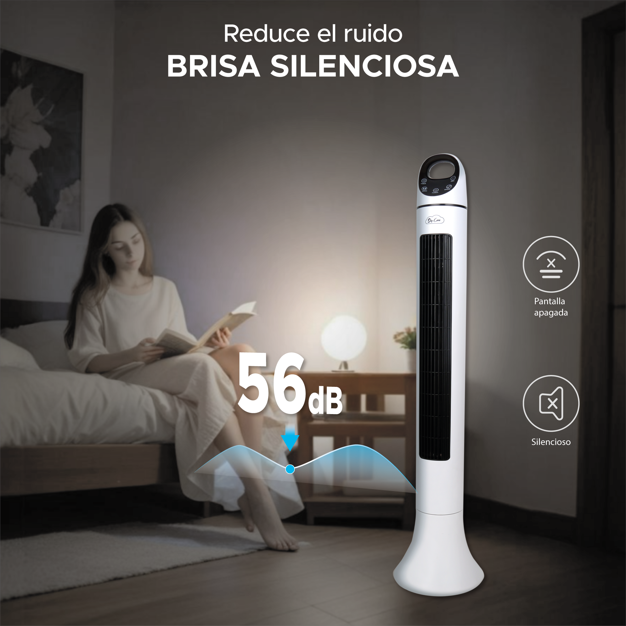 Abanico Ventilador Torre 99 Cm Aromaterapia Control Remoto 