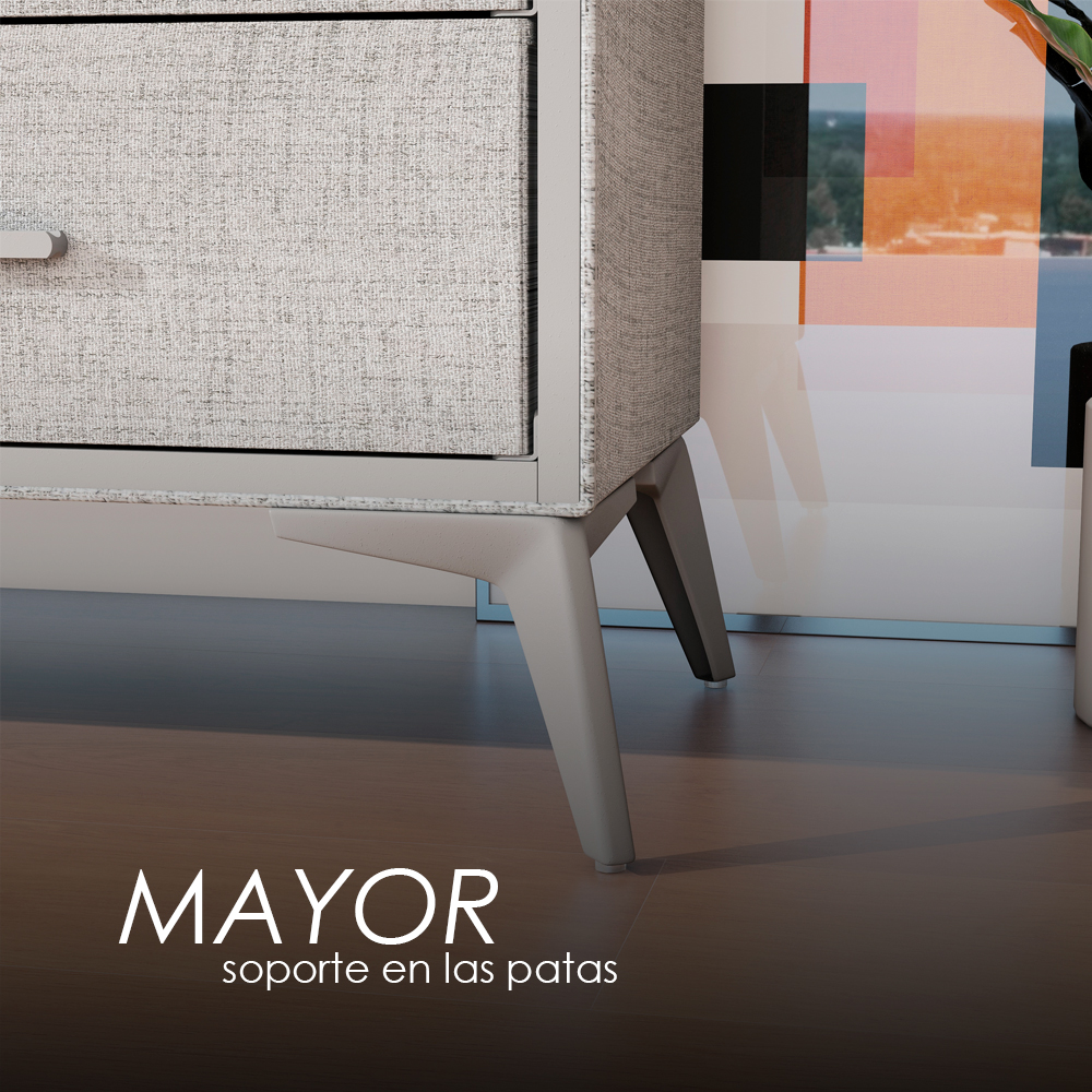 Buró de 2 Cajones forrado de tela Gris Ilios Innova