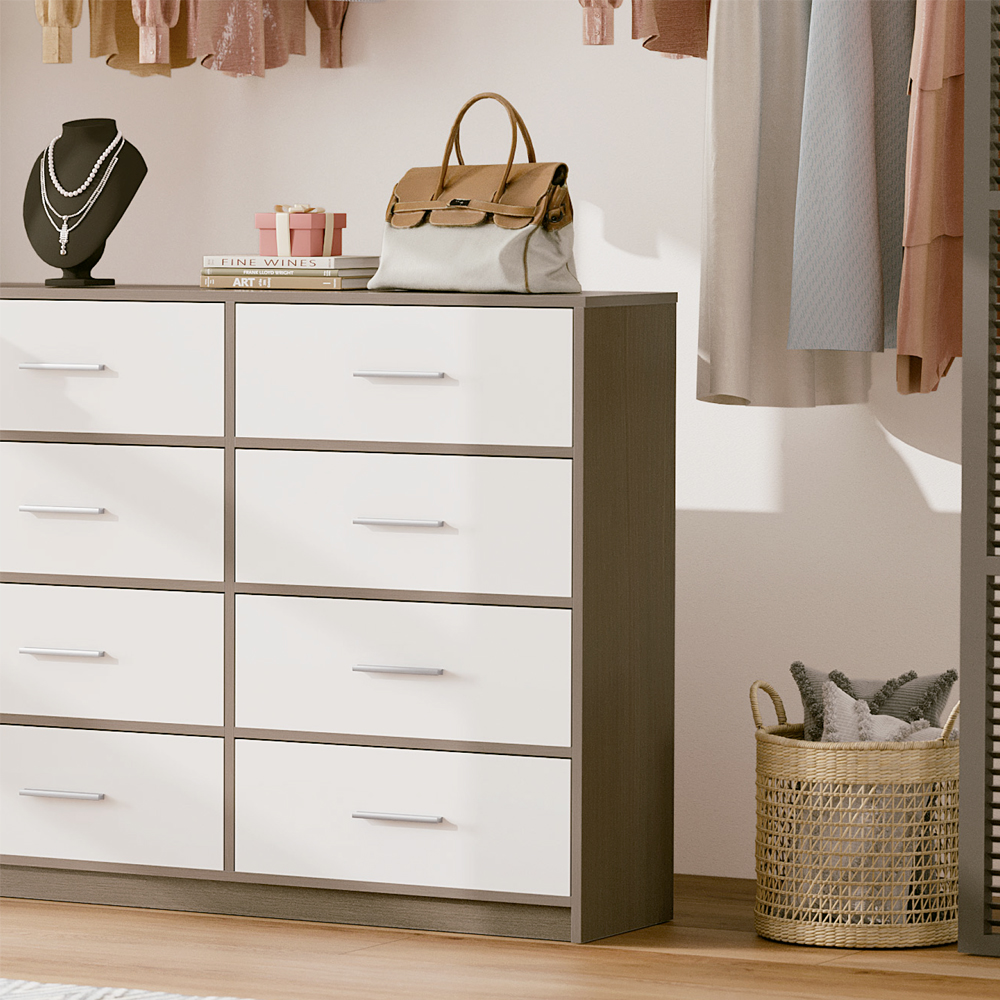 Ilios Innova Buró Cajonera para Habitación, Elegante Cómoda con Espacio para 8 Cajones