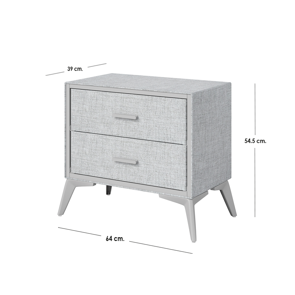 Buró de 2 Cajones forrado de tela Gris Ilios Innova