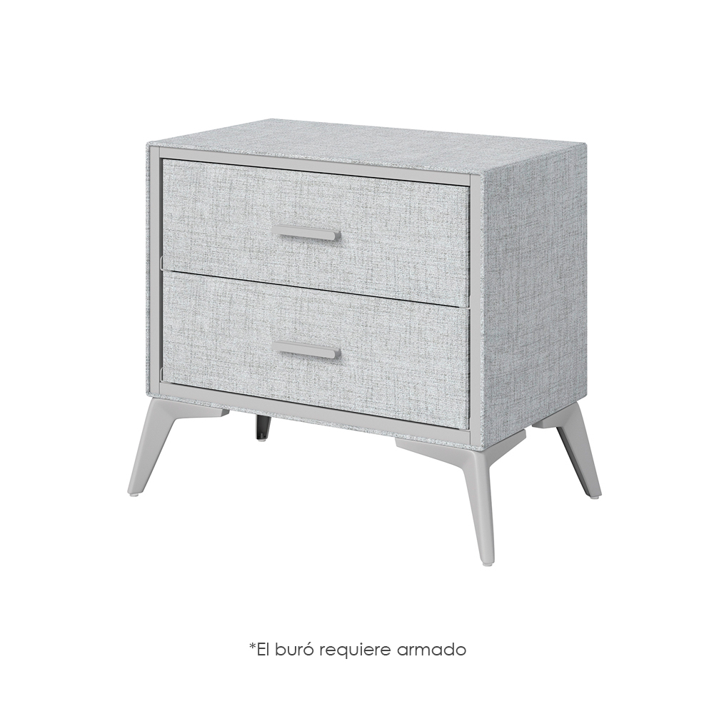 Buró de 2 Cajones forrado de tela Gris Ilios Innova