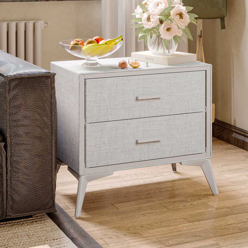 Buró de 2 Cajones forrado de tela Gris Ilios Innova