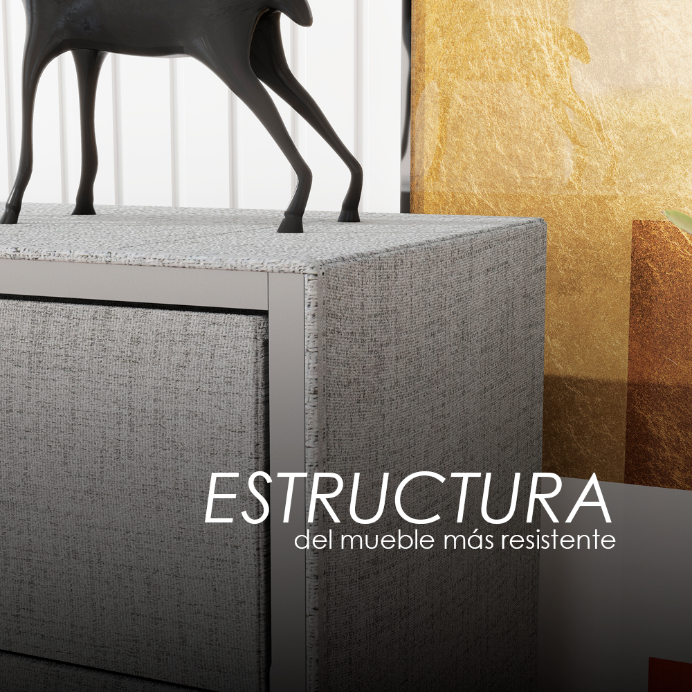 Buró de 2 Cajones forrado de tela Gris Ilios Innova