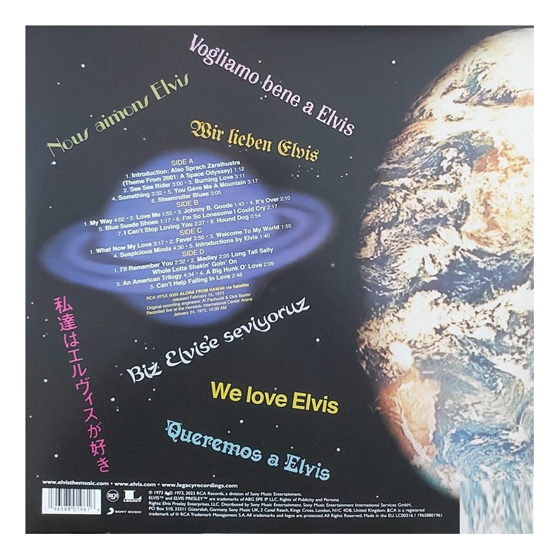 Elvis Presley Aloha From Hawaii Via Satellite 2 Lp Vinyl.