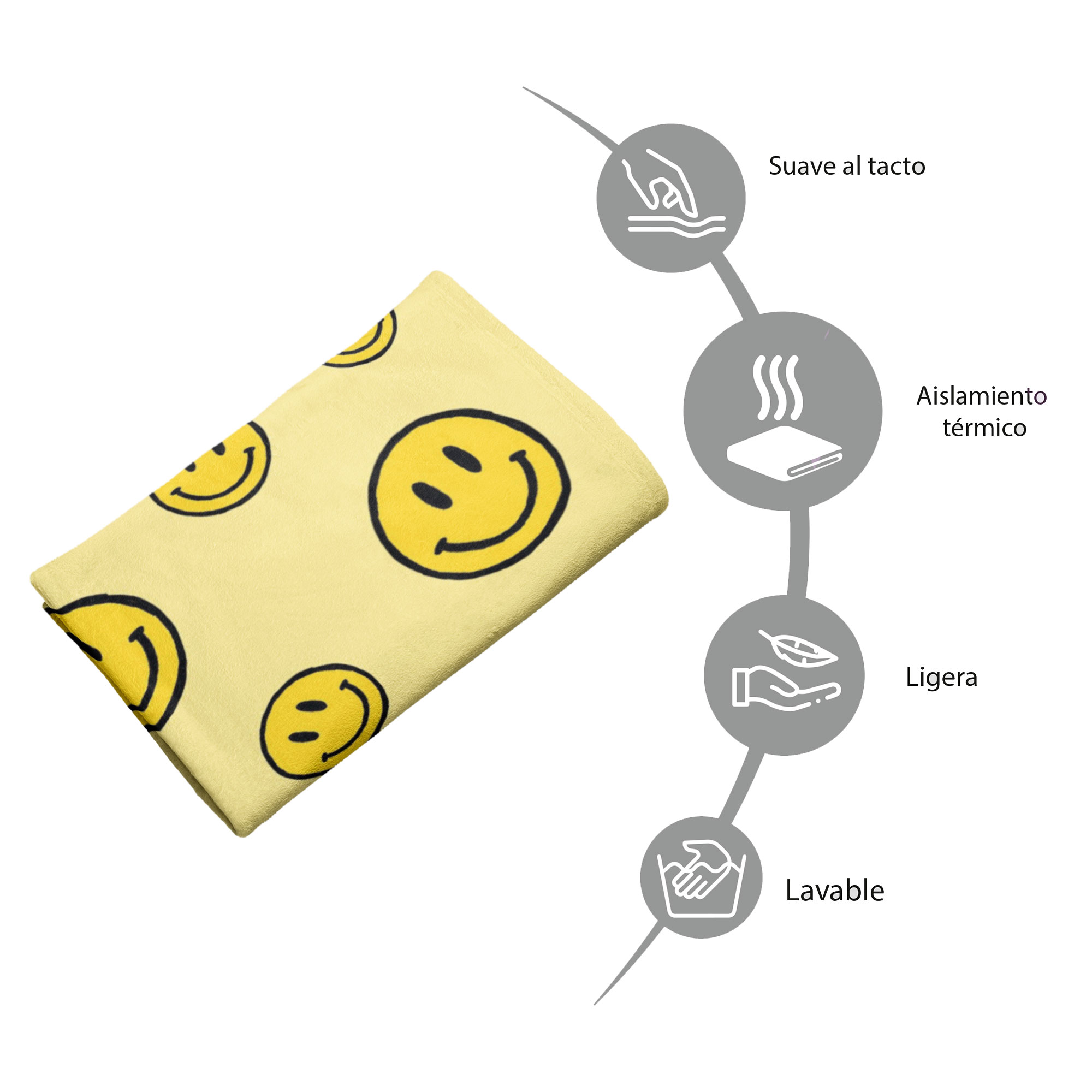 Cobija Manta Frazada Diseño de Caritas Felices Amarillas Ultra Suave y Ligera de Alta Calidad