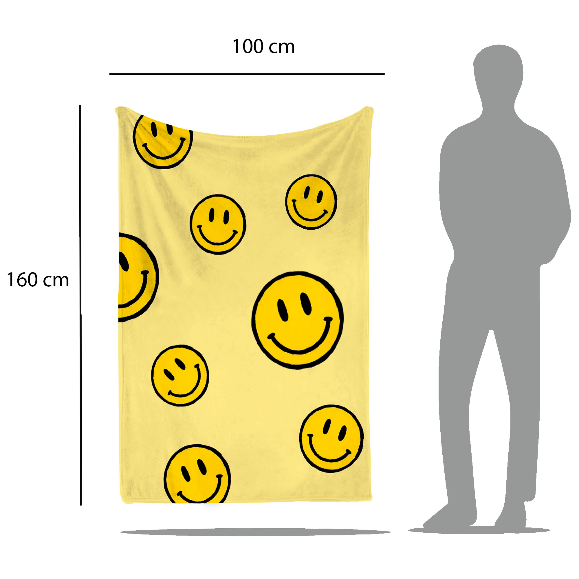 Cobija Manta Frazada Diseño de Caritas Felices Amarillas Ultra Suave y Ligera de Alta Calidad